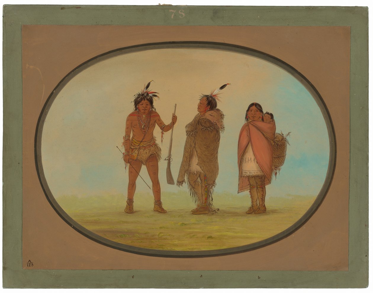 Arapaho főnök, a felesége és egy harcos alkotó: George Catlin