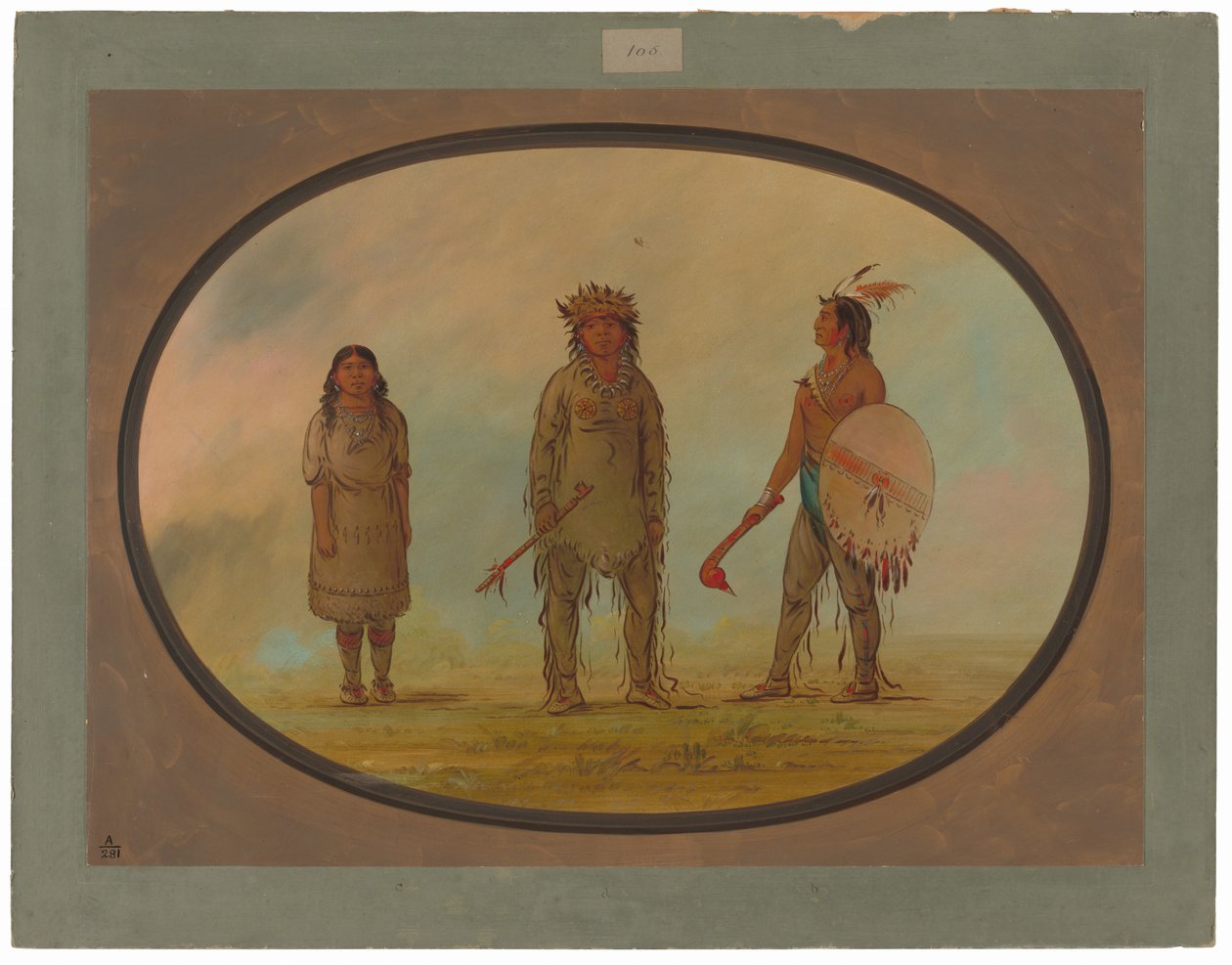 Athapasca főnök, felesége és egy harcos alkotó: George Catlin