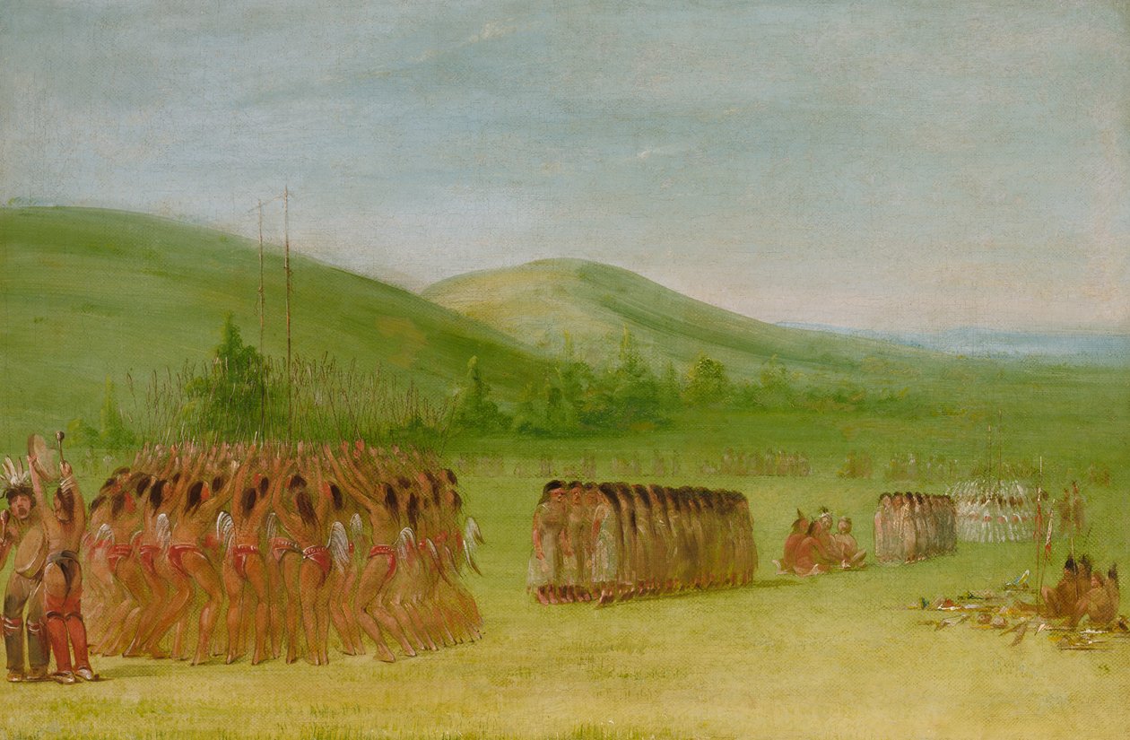 Labdajátékos tánc, Choctaw, 1834-1835. alkotó: George Catlin