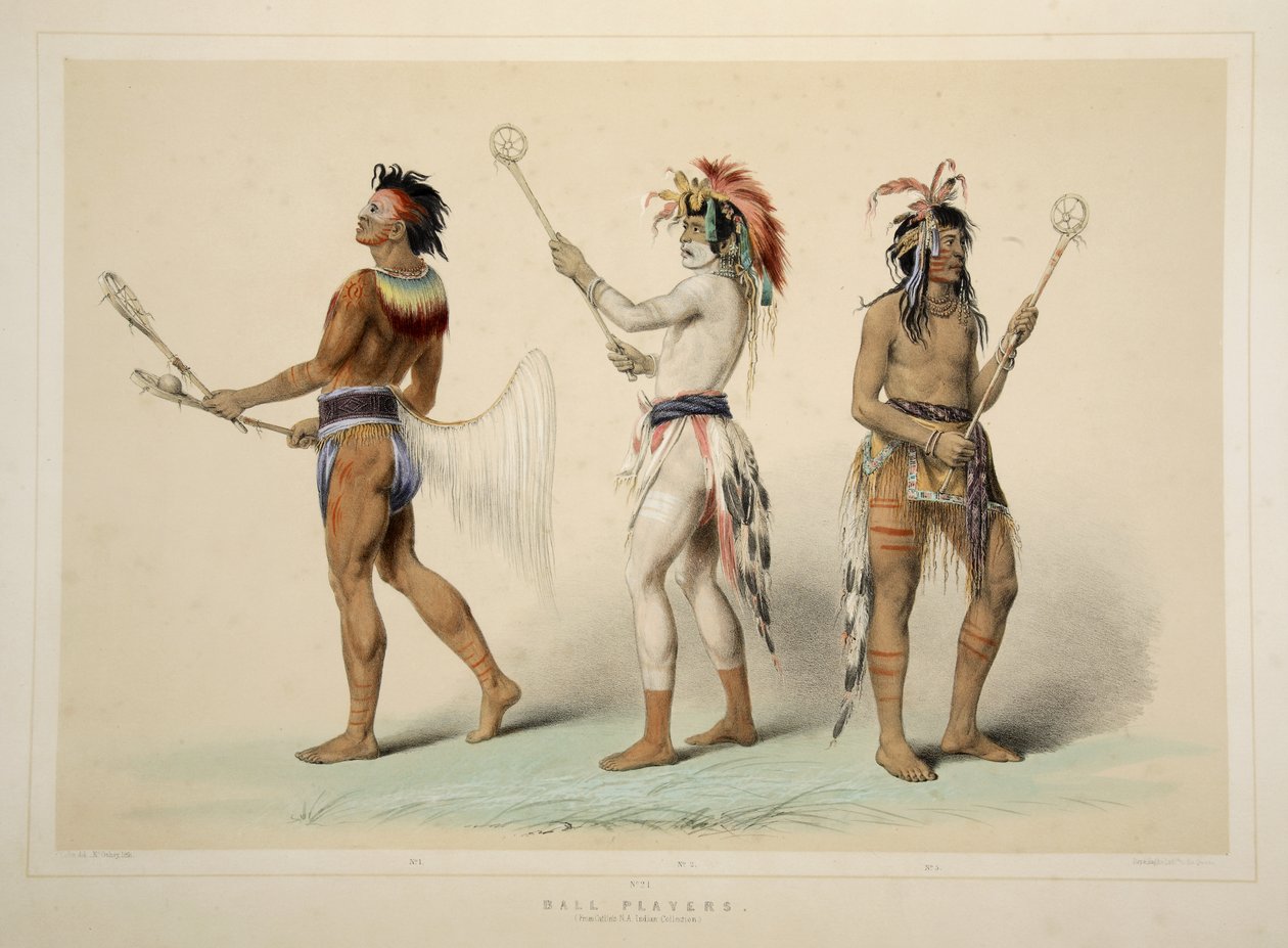 Labdajátékosok, a Catlins észak-amerikai indián portfóliójából. Vadászjelenetek és mulatságok a Sziklás-hegységről és Amerika prérieiről, pub. 1845 alkotó: George Catlin