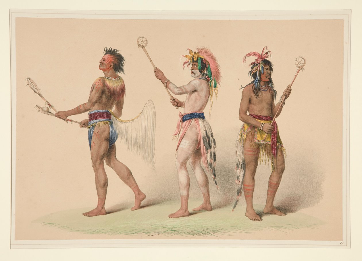 Labdajátékosok, pl. 21. az észak-amerikai indiánok portfóliójából alkotó: George Catlin