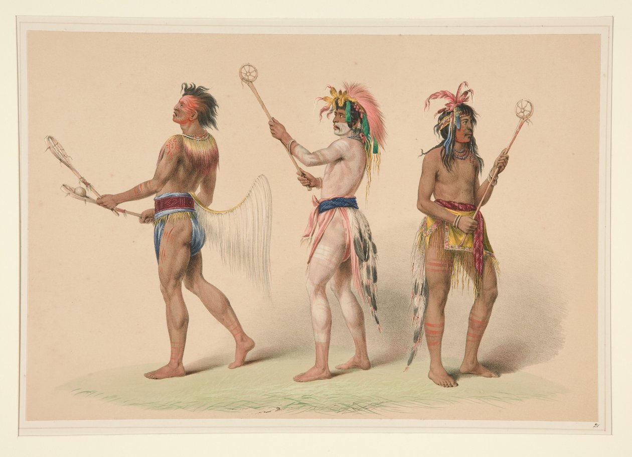 Labdajátékosok, 21. szám az Észak-amerikai indiánok című sorozatból alkotó: George Catlin