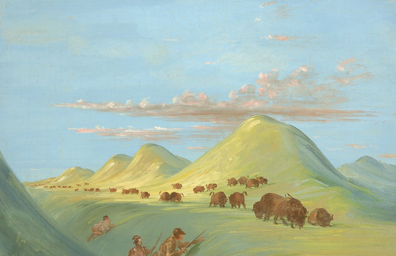 Batiste, Bogard és én közeledünk Buffalohoz a Missouri államban, 1837-1839. alkotó: George Catlin