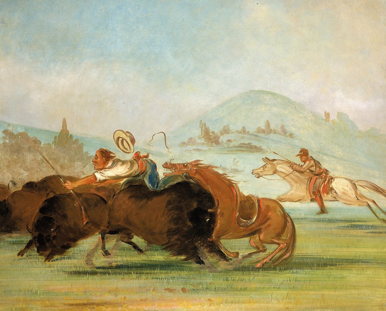 Batiste és én bölényt futtatunk, a Yellowstone torkolatánál alkotó: George Catlin