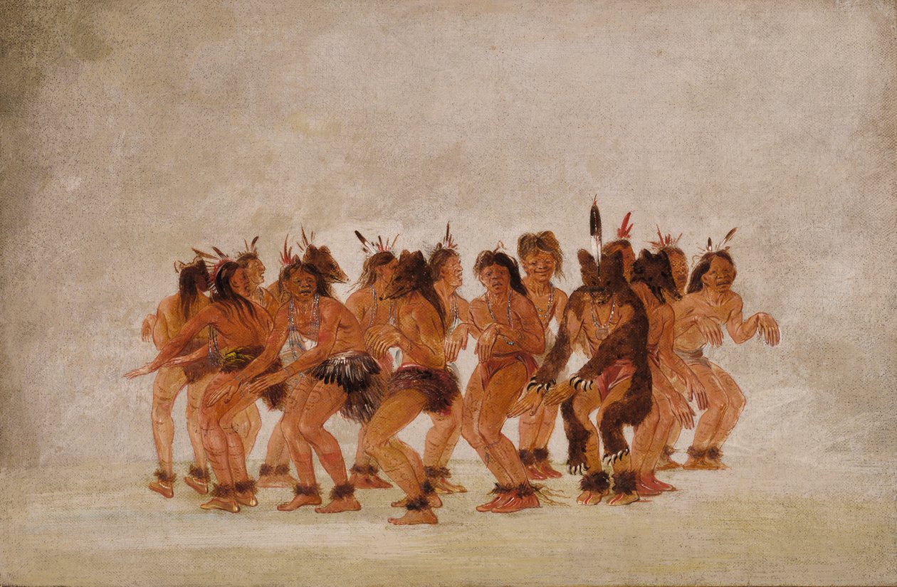 Medvetánc, Medvevadászatra készülődés, 1835-1837. alkotó: George Catlin