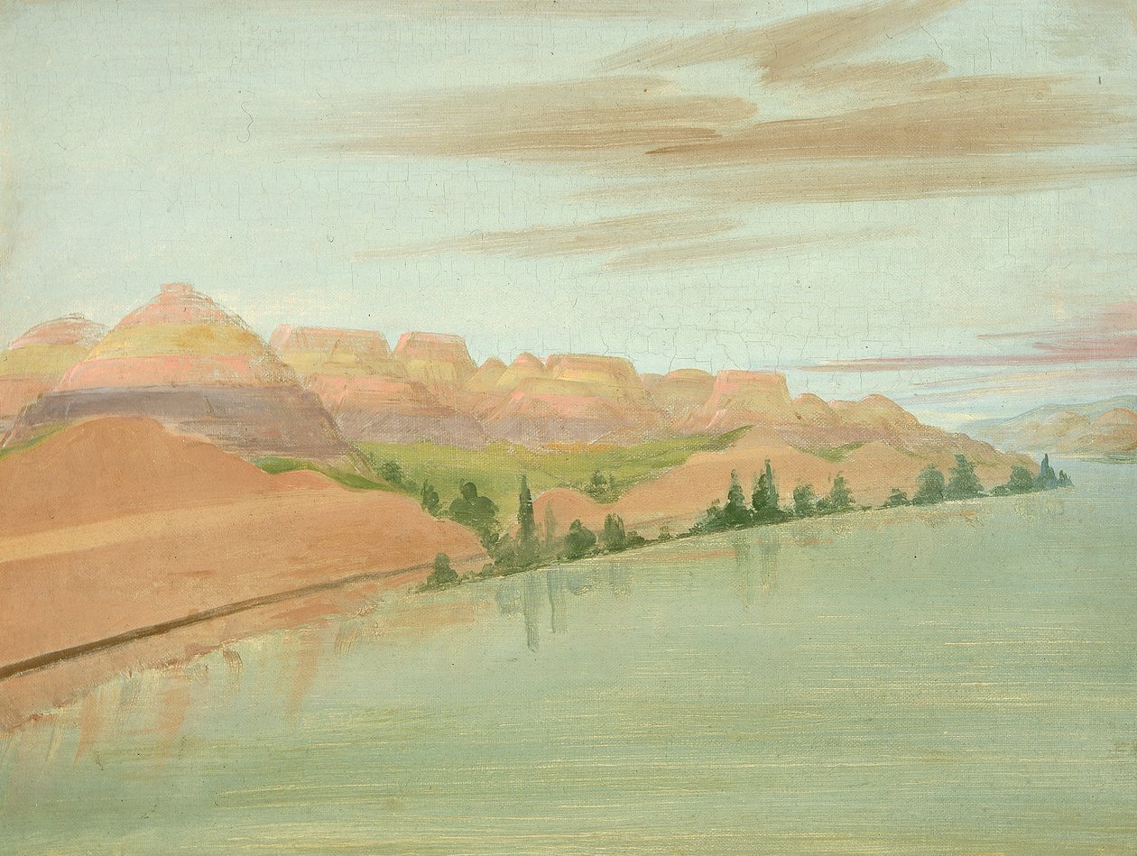 Gyönyörű Clay Bluffs, 1900 mérfölddel St. Louis felett, 1832. alkotó: George Catlin