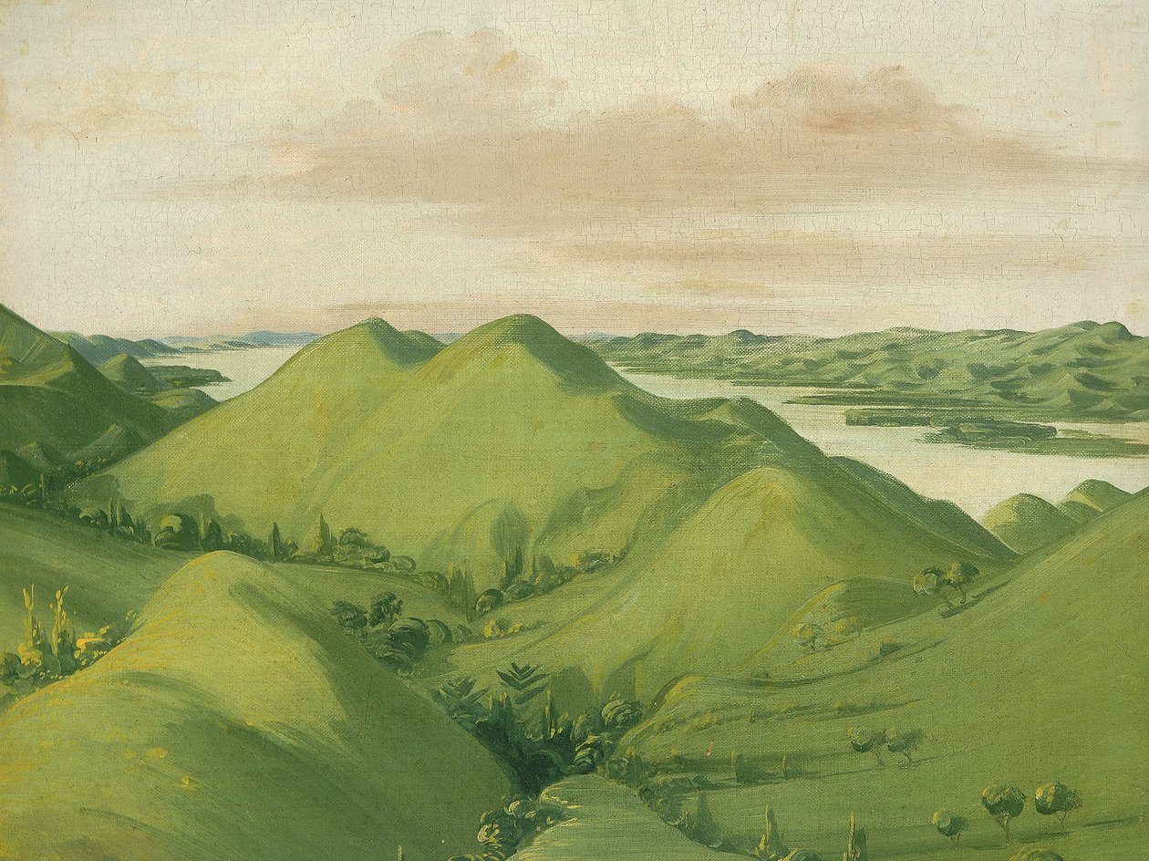 Gyönyörű Grassy Bluffs, 110 mérföldre St. Louis felett alkotó: George Catlin