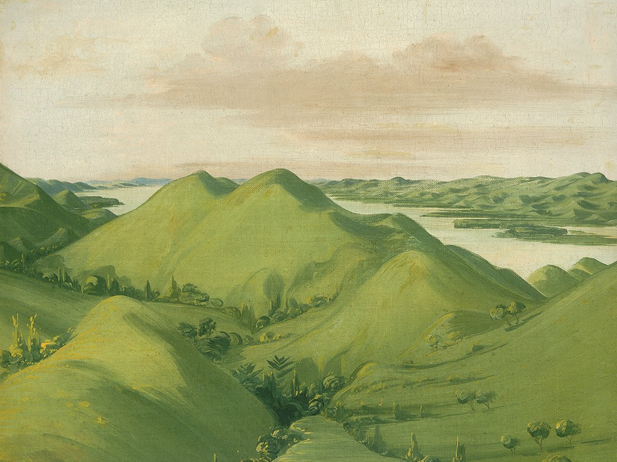 Gyönyörű Grassy Bluffs, 110 mérfölddel St. Louis felett, 1832. alkotó: George Catlin