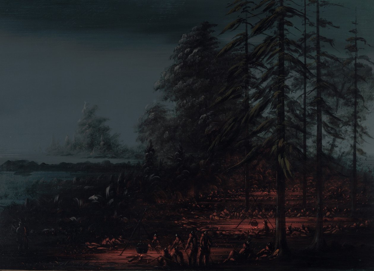 Egy sziú háborús párt bivakja, 18611869. alkotó: George Catlin