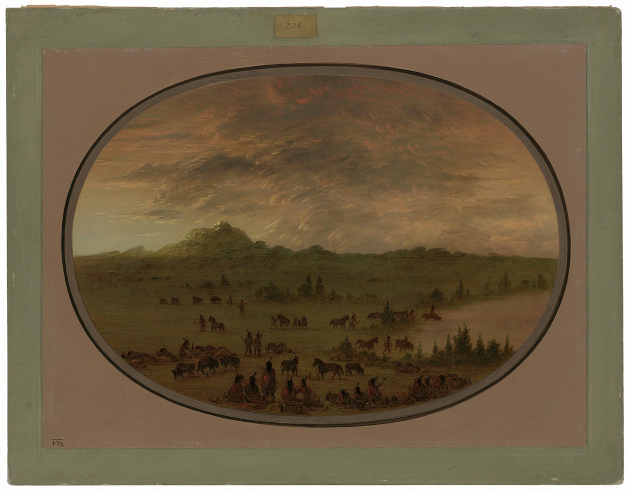 Egy sziú háborús parti bivakja napkeltekor alkotó: George Catlin