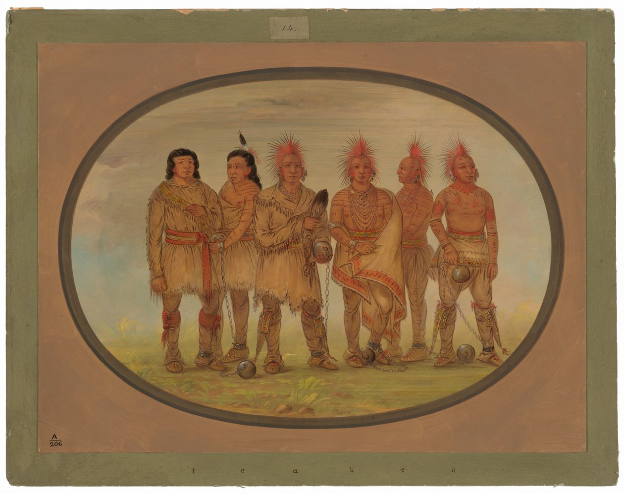 Black Hawk és öt másik Saukie fogoly alkotó: George Catlin