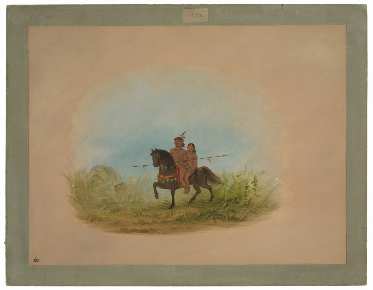 Menyasszony és vőlegény lóháton - Connibo alkotó: George Catlin