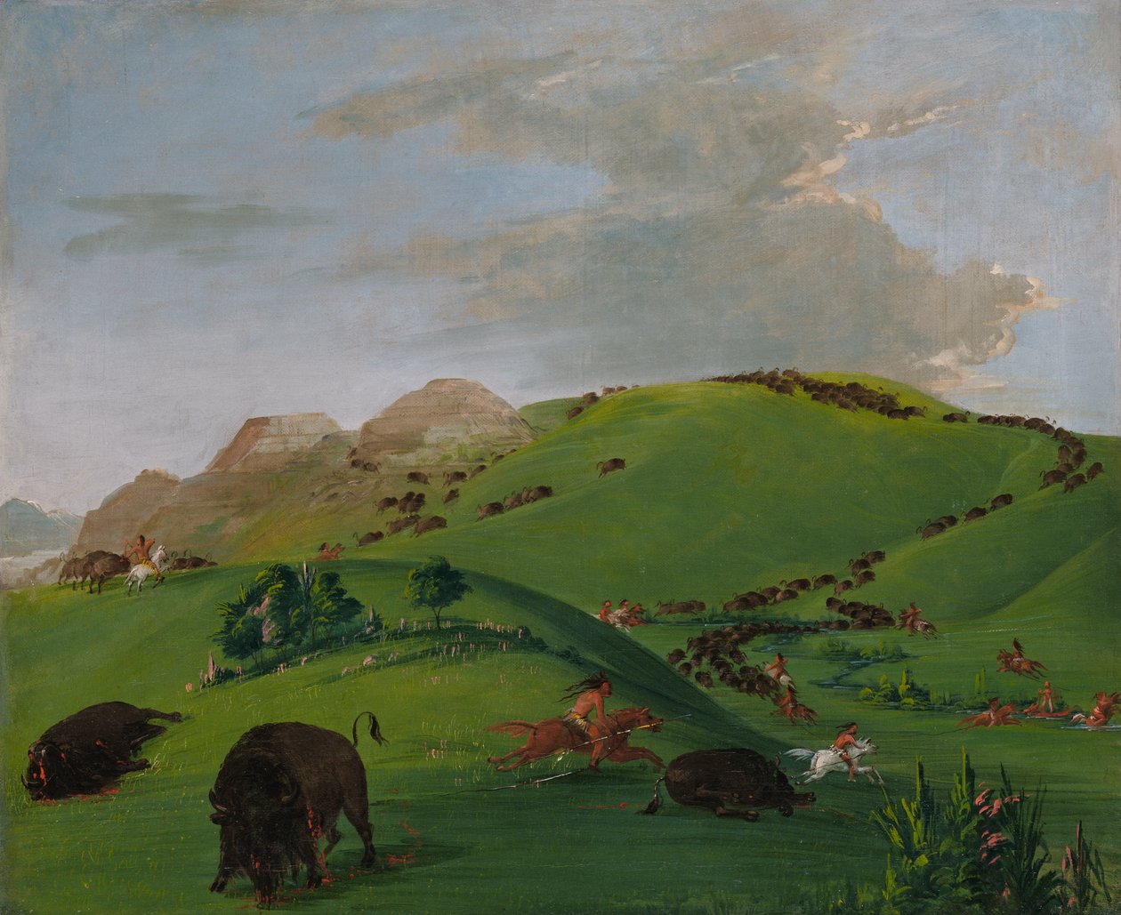 Buffalo Chase, a Yellowstone szája, 1832-1833. alkotó: George Catlin