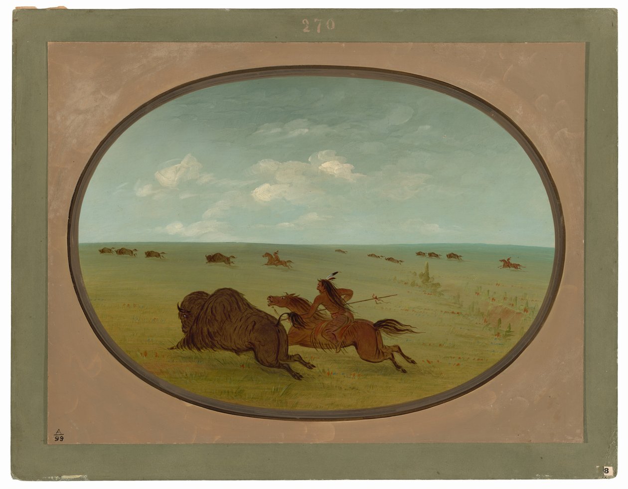 Buffalo Chase, sziú indiánok, Felső Missouri alkotó: George Catlin