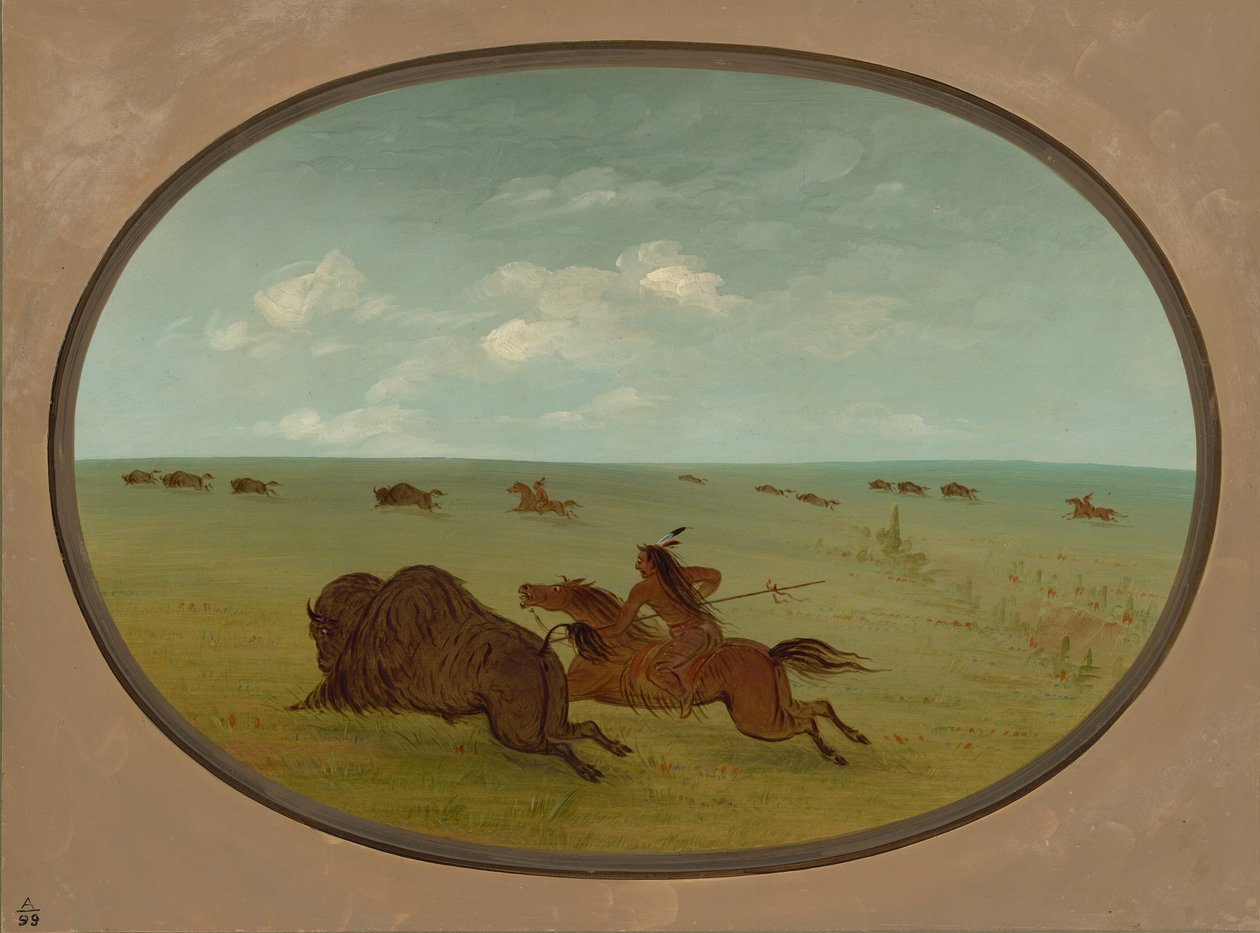 Buffalo Chase, sziú indiánok, Felső-Missouri, 18611869. alkotó: George Catlin