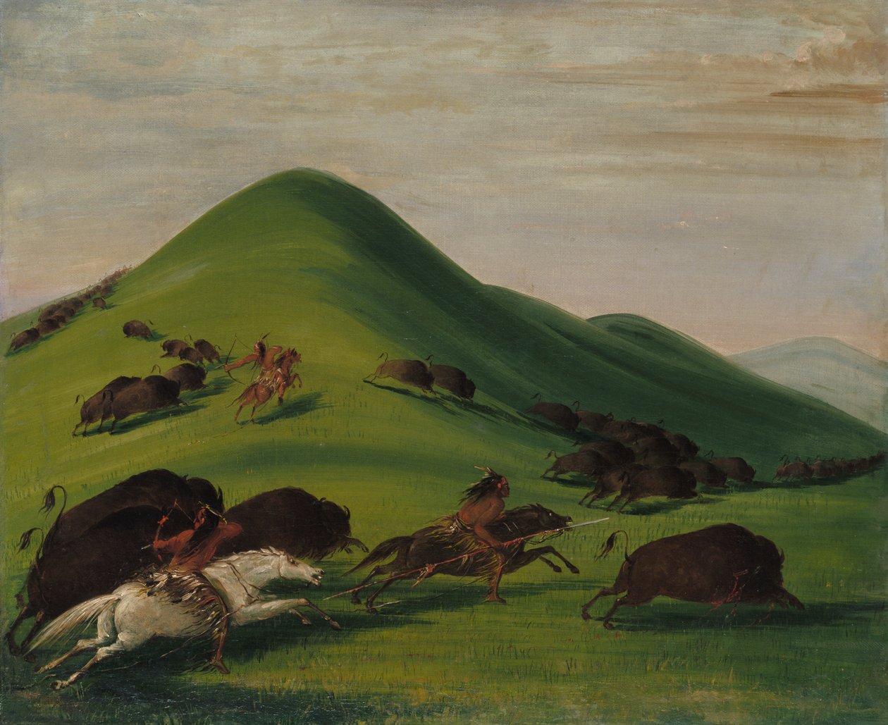 Buffalo Chase a Prairie Bluffs felett, 1832-1833. alkotó: George Catlin