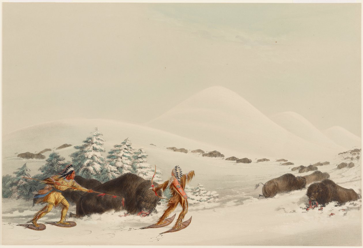 Bölényvadászat hócipőben alkotó: George Catlin