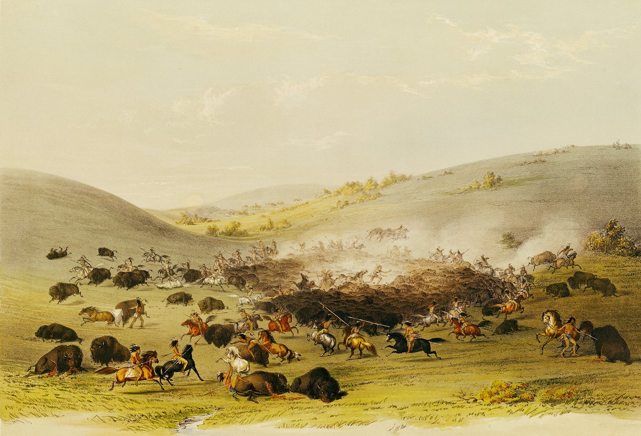 Buffalo Hunt, környéke, 1832 körül alkotó: George Catlin