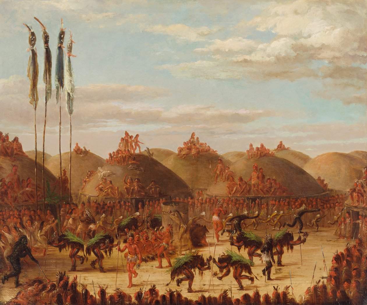 Bikatánc, Mandan O-kee-pa ceremónia, 1832. alkotó: George Catlin