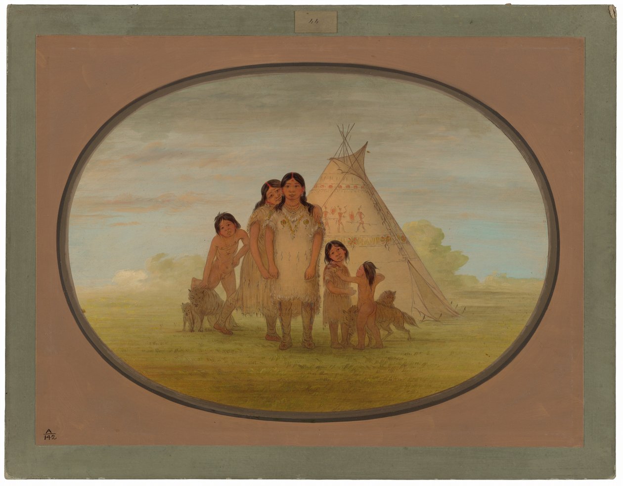 Comanche Chiefs Children és Wigwam alkotó: George Catlin