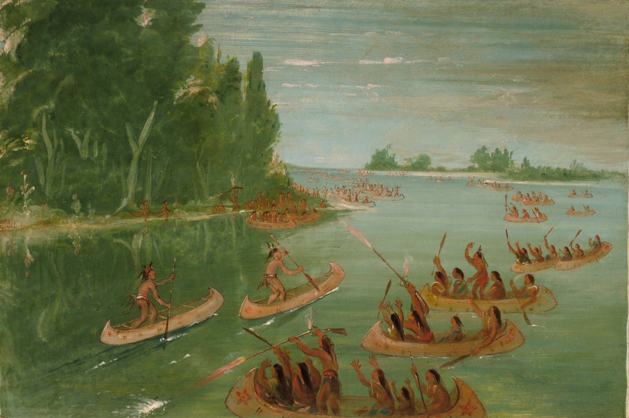 Kenuverseny Sault Ste. Marie, 1836-1837. alkotó: George Catlin
