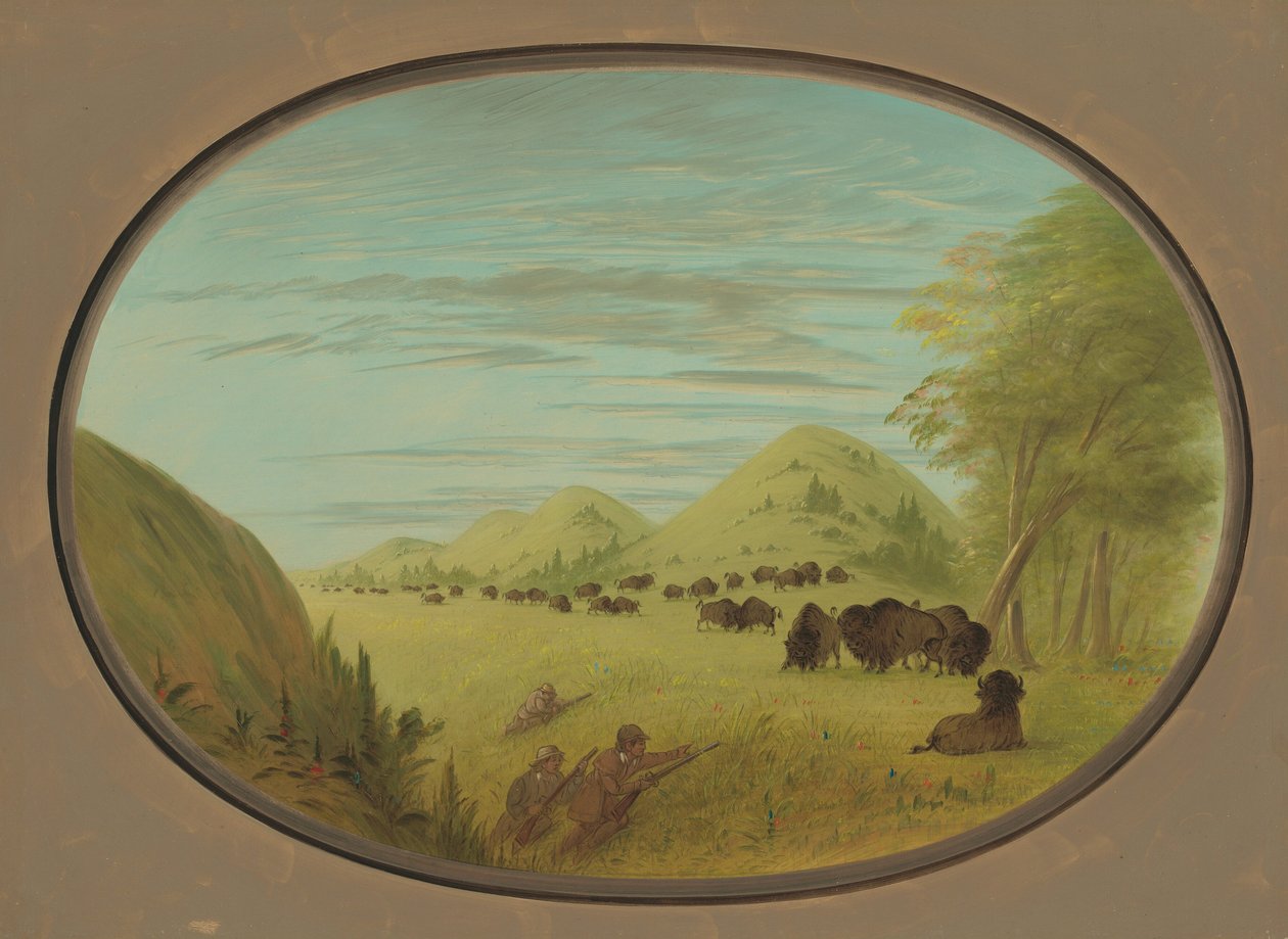 Catlin és két társa lövés bivalyra, 18611869. alkotó: George Catlin
