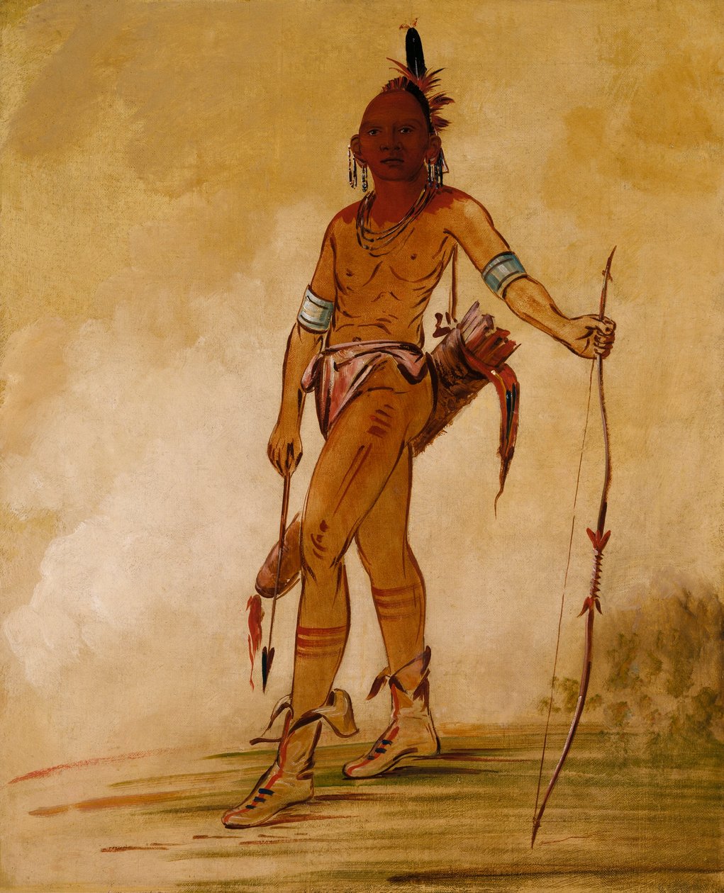 Cáh-he-ga-shín-ga, Kisfőnök. alkotó: George Catlin