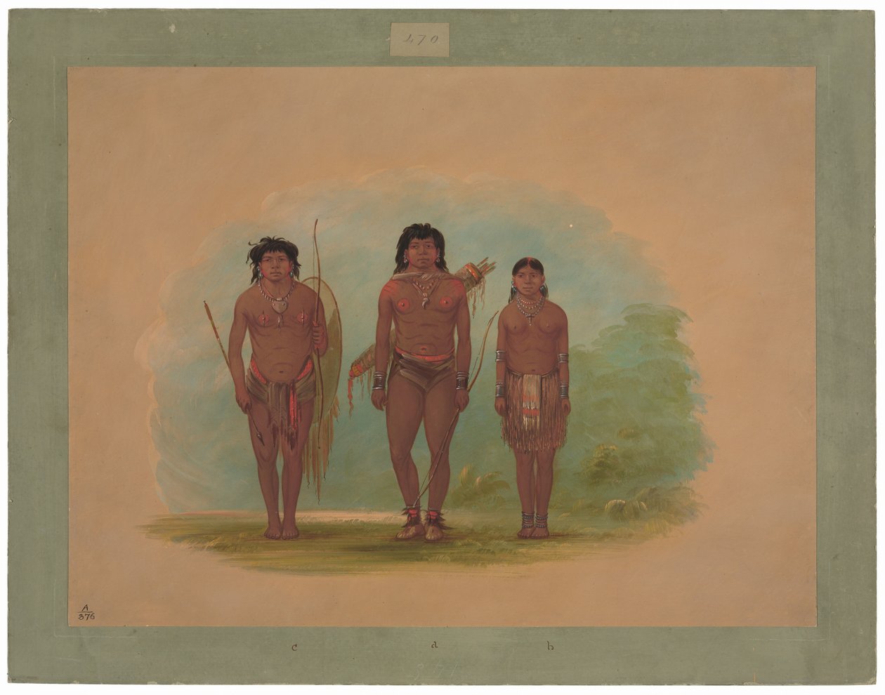 Chaco főnök, a felesége és egy harcos alkotó: George Catlin