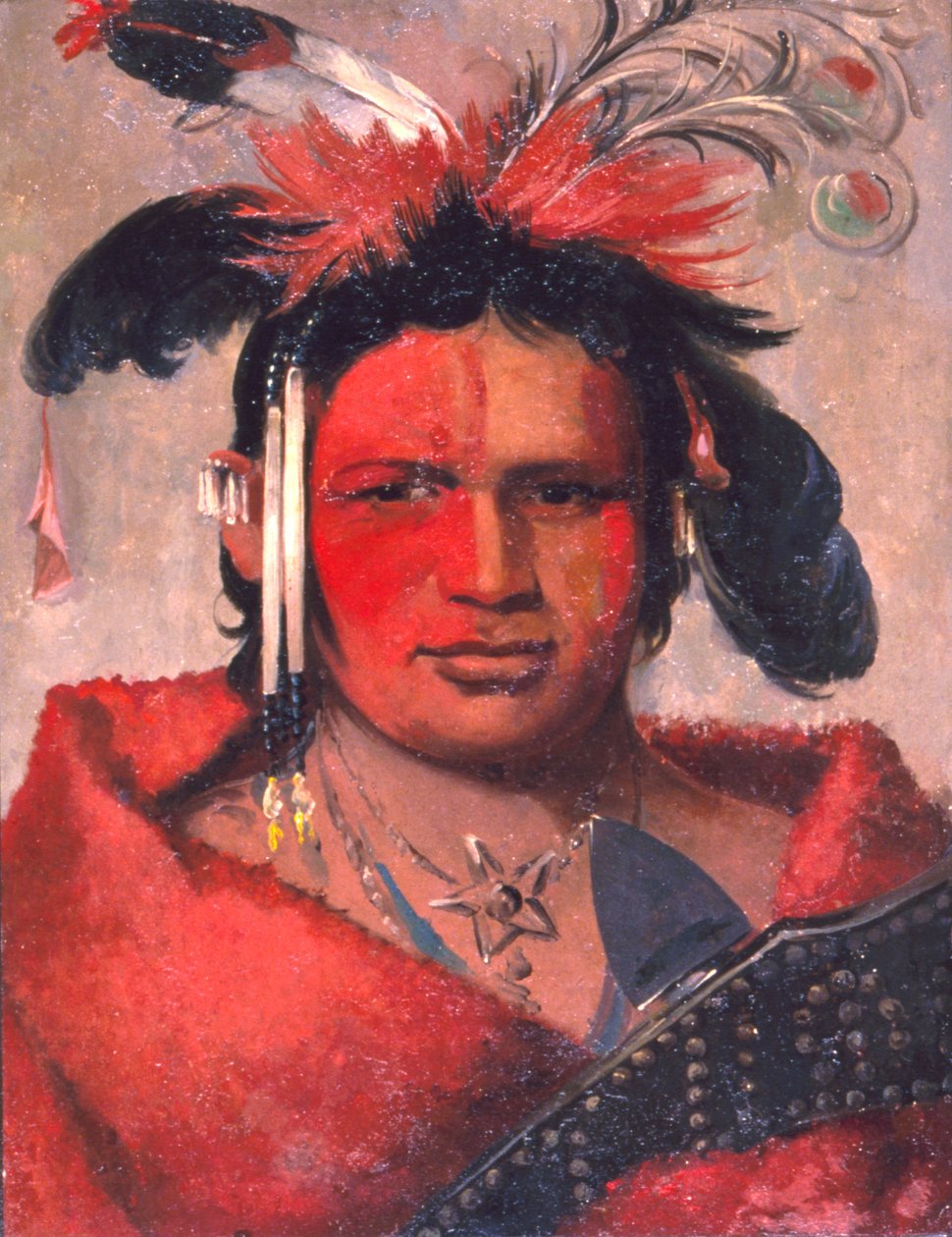 Chee-me-náh-na-quet, Nagy Felhő, Grizzly Medve fia. alkotó: George Catlin