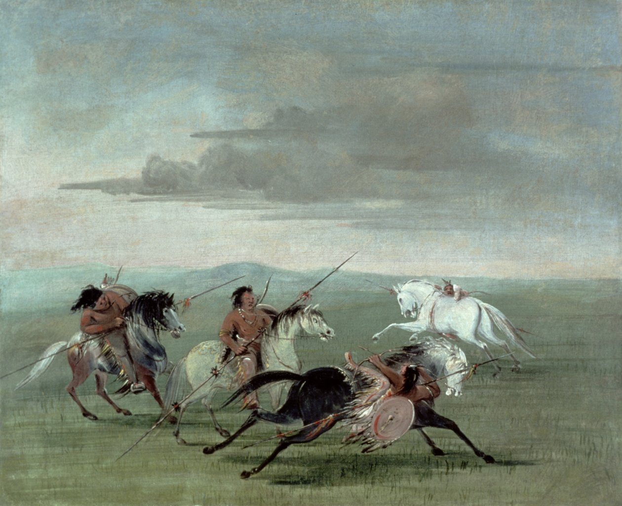 Comanche harci lovas bravúrok alkotó: George Catlin