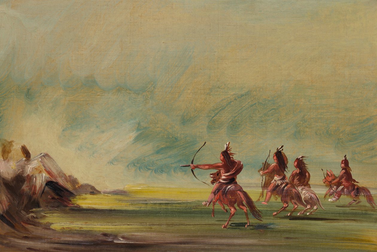 Comanche nyilakat ad az orvosi sziklának, 1837-1839. alkotó: George Catlin