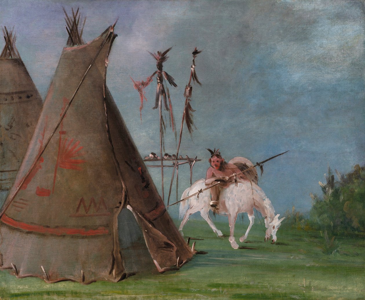 Bölénybőrök komancs páholya alkotó: George Catlin