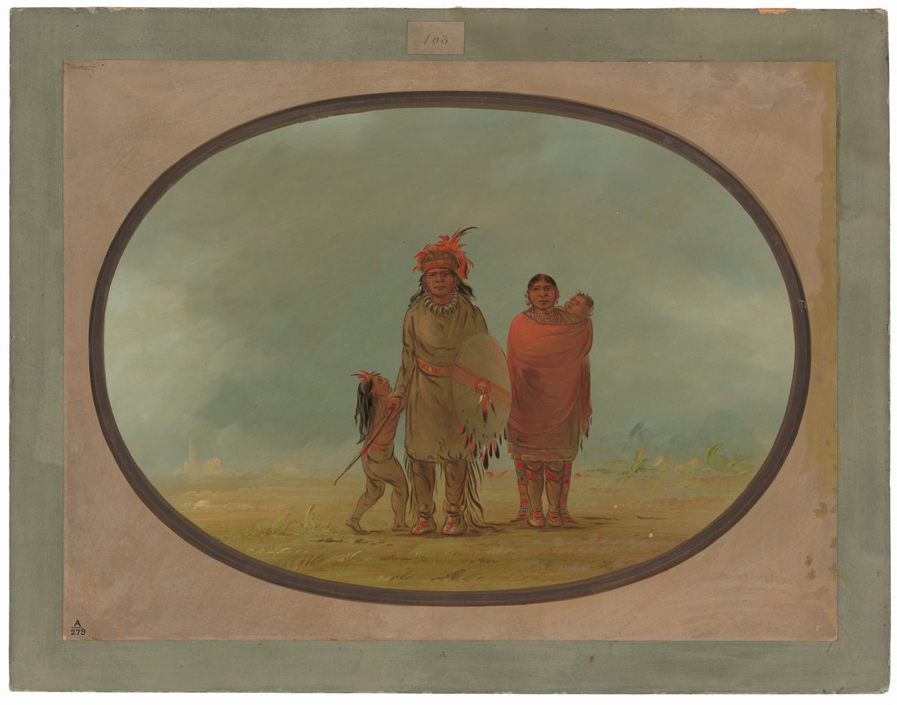 Rézfőnök, felesége és gyermekei alkotó: George Catlin