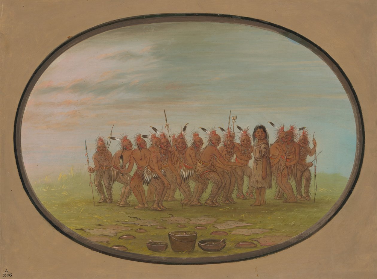 Tánc a Berdache-nak – Saukie, 18611869. alkotó: George Catlin