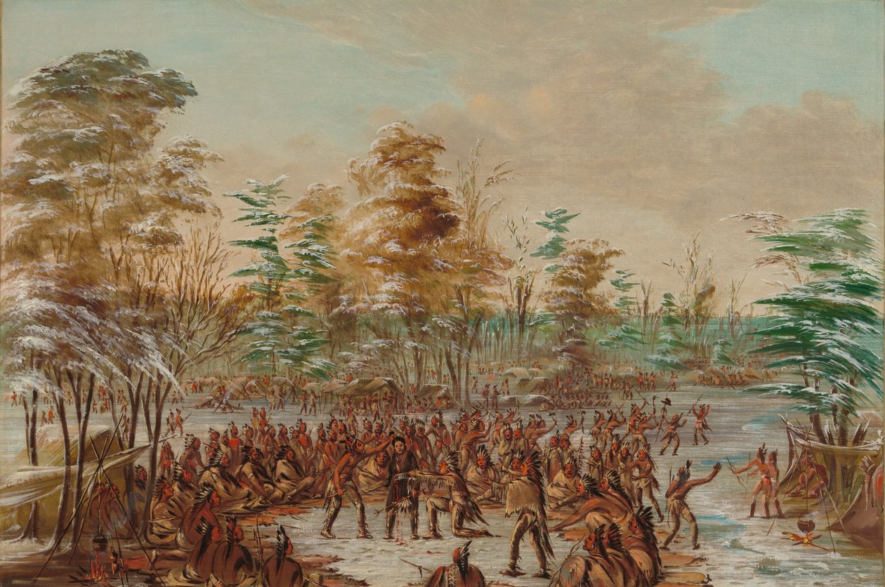De Tonty békéért perel az irokéz faluban. 1680. január 2. 18471848. alkotó: George Catlin