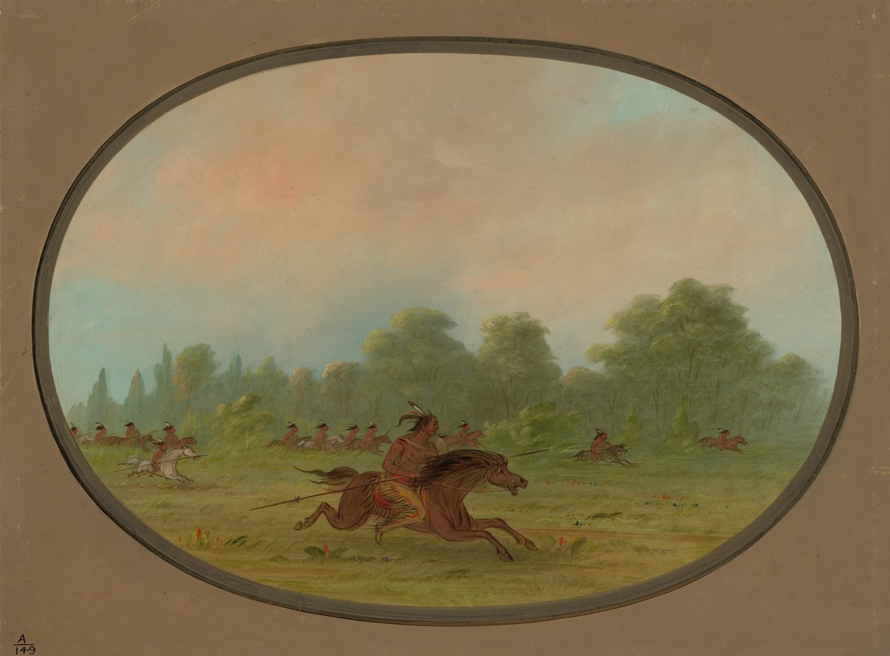 Egy komancsei háborús párt defile, 18611869. alkotó: George Catlin