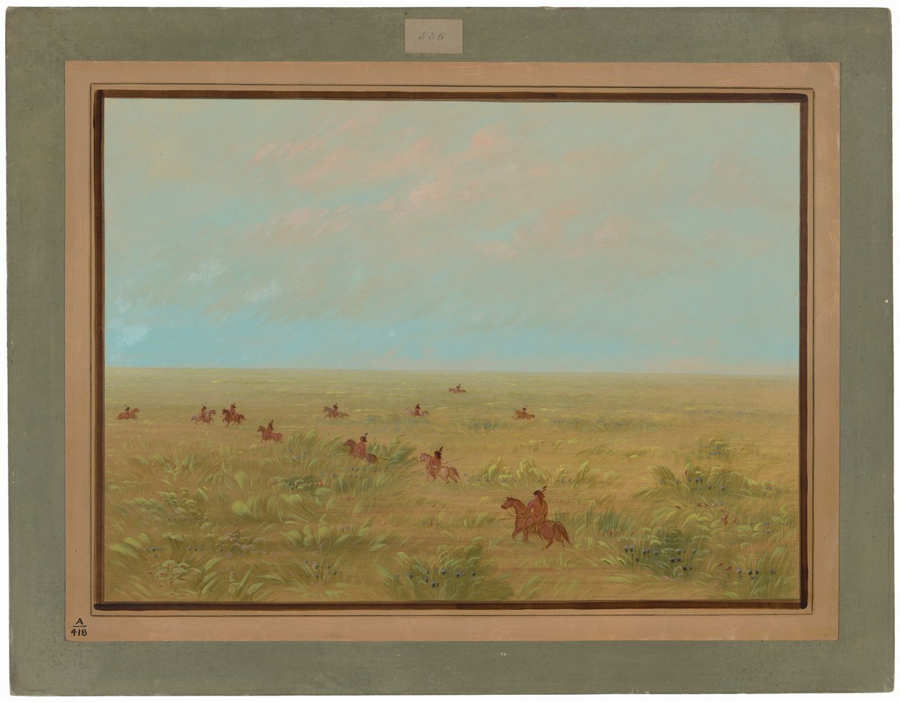 A pampák vezetése vadmarhának – Connibo alkotó: George Catlin