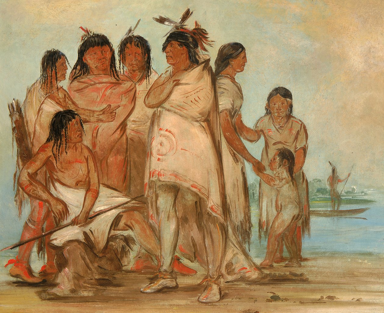 Du-cór-re-a, a törzsfőnök és családja alkotó: George Catlin