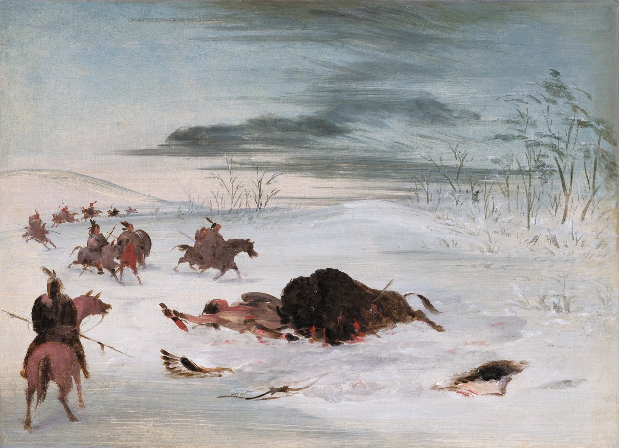 Haldokló bivalybika a hófúvásban alkotó: George Catlin