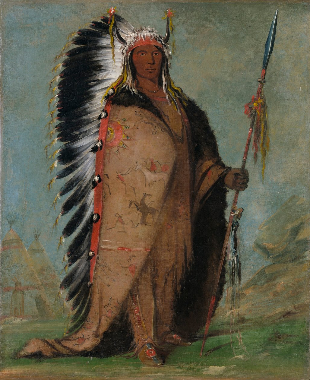 Ee-áh-sá-pa, Fekete Szikla, egy két üstökű törzsfőnök. alkotó: George Catlin