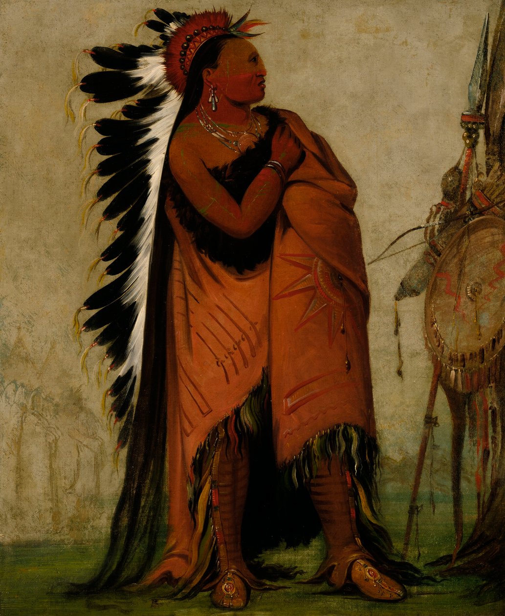 Eé-hee-a-duck-cée-a, Aki a haját előbb köti össze alkotó: George Catlin
