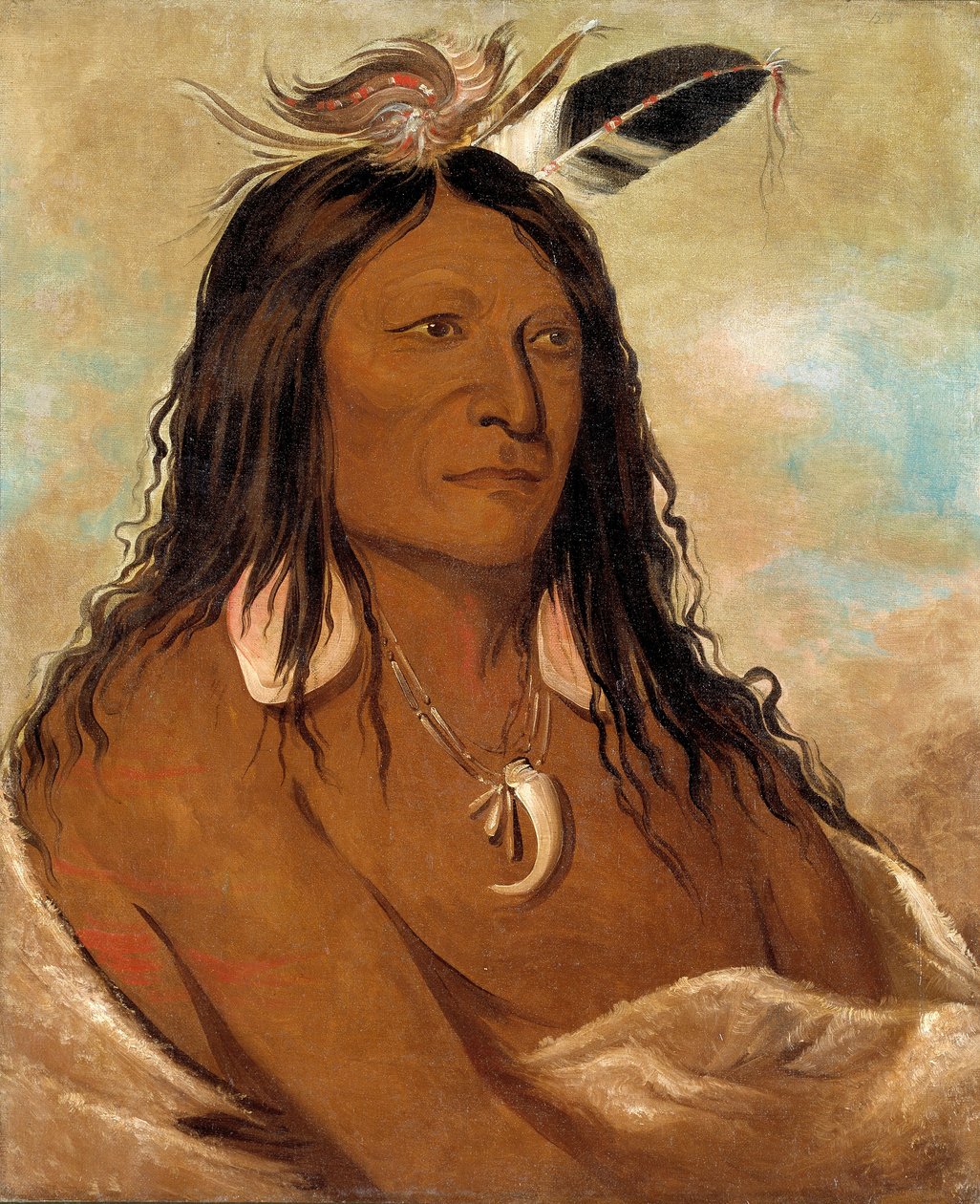 Eé-shah-kó-nee, íj és tegez, a törzs első törzsfőnöke. alkotó: George Catlin