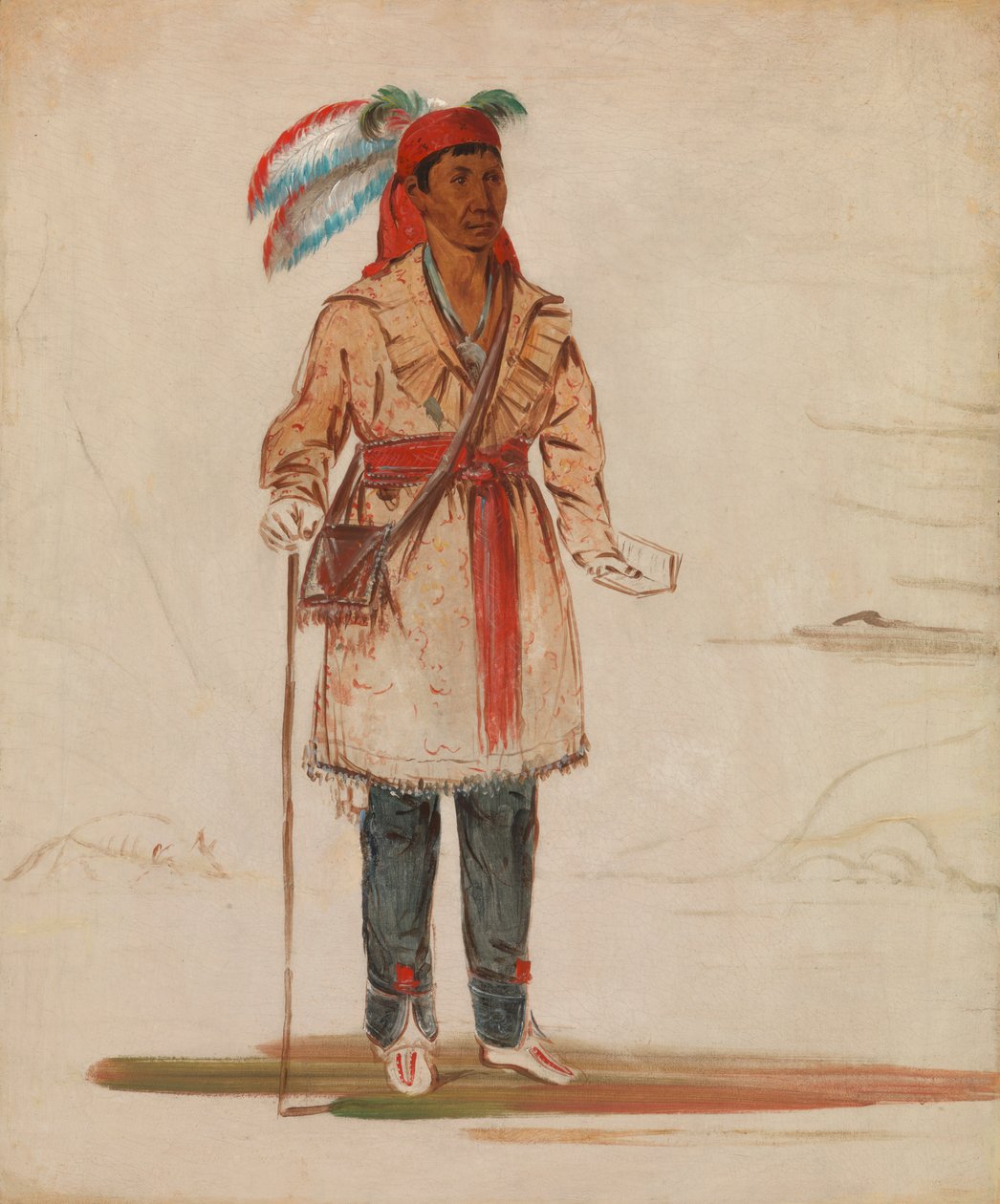 Ee-tów-o-kaum, A folyó mindkét partja, a törzsfőnök, 1836. alkotó: George Catlin