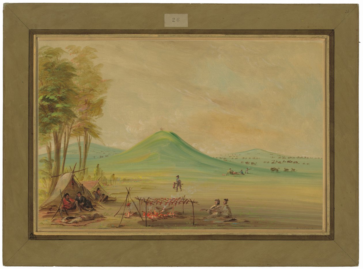 A expedíció táborba szállt a texasi prérin. 1686. április alkotó: George Catlin