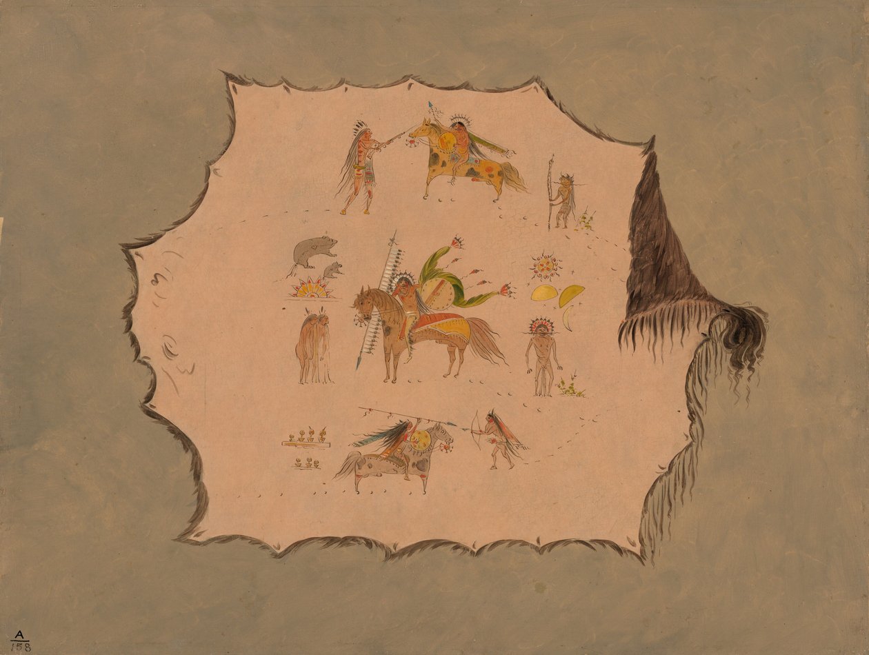 Fakszimile egy Pawnee orvosi köntösről, fantasztikus professzionális mintákkal, 18611869. alkotó: George Catlin