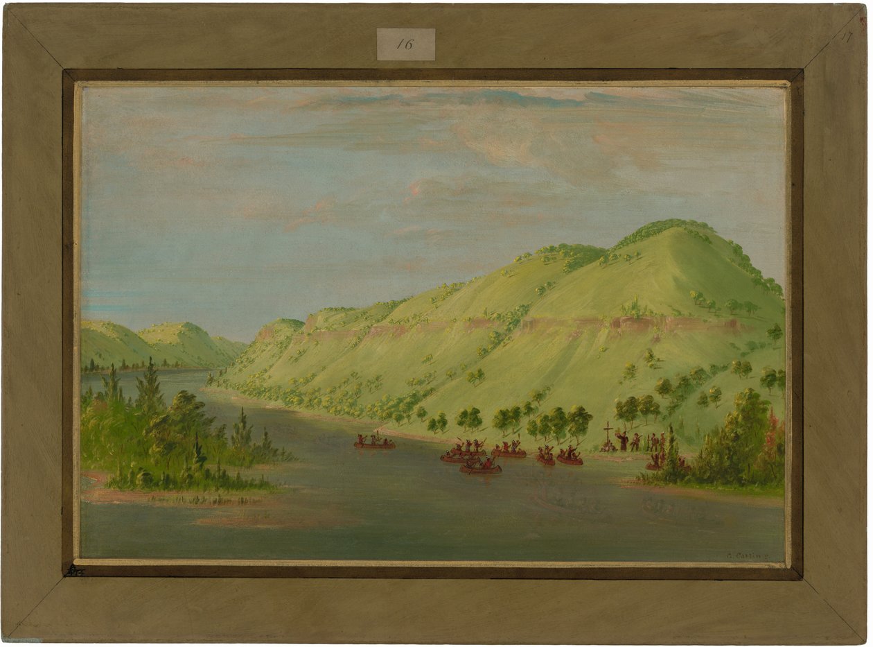 Hennepin atya elhagyja a Mississippit, hogy csatlakozzon La Salle-hoz. 1680. május 8. alkotó: George Catlin