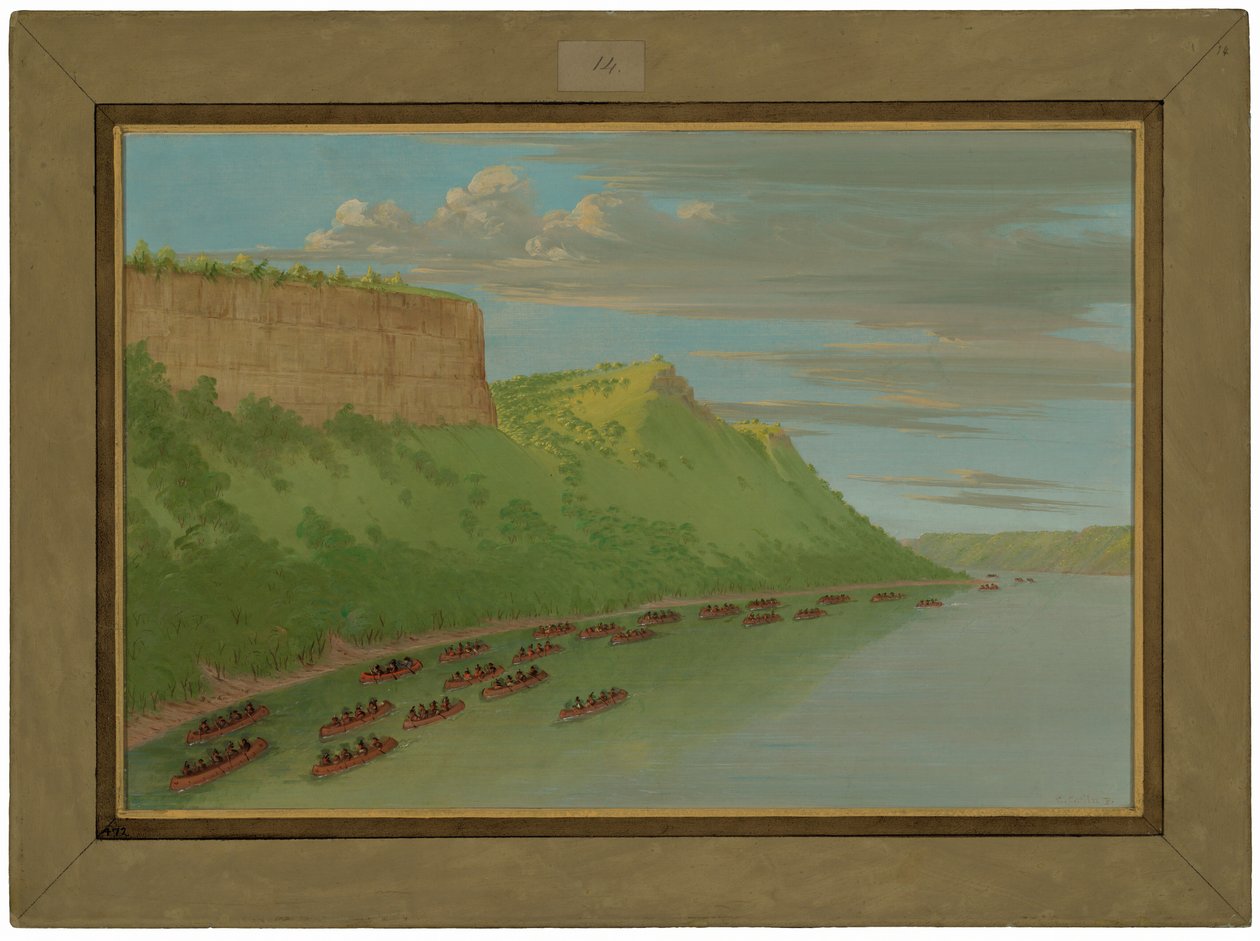 Hennepin atya és társai a szerető ugrása mellett. 1680. április alkotó: George Catlin