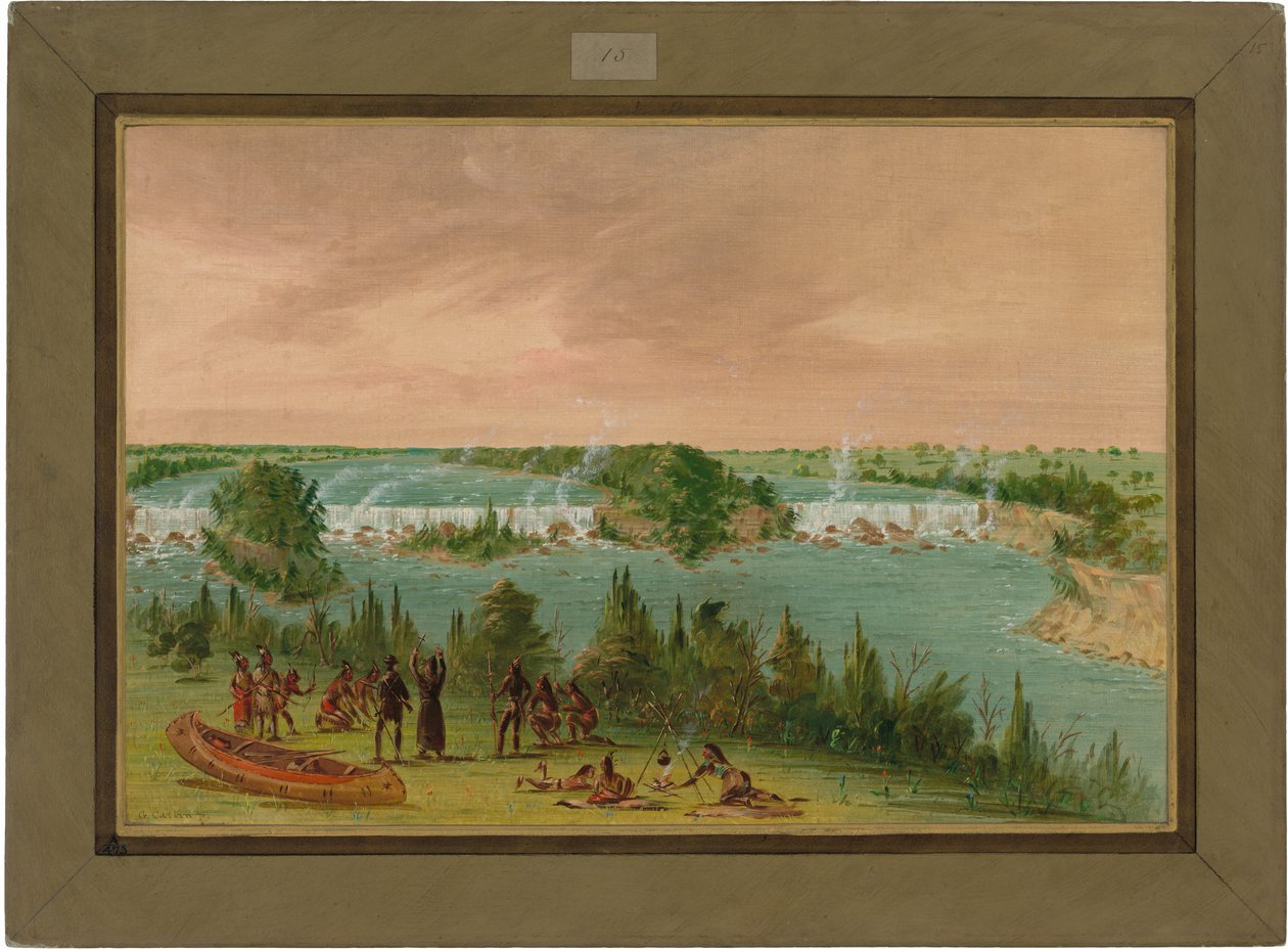 Hennepin atya és társai a Szent Antal-vízesésnél. 1680. május 1. alkotó: George Catlin