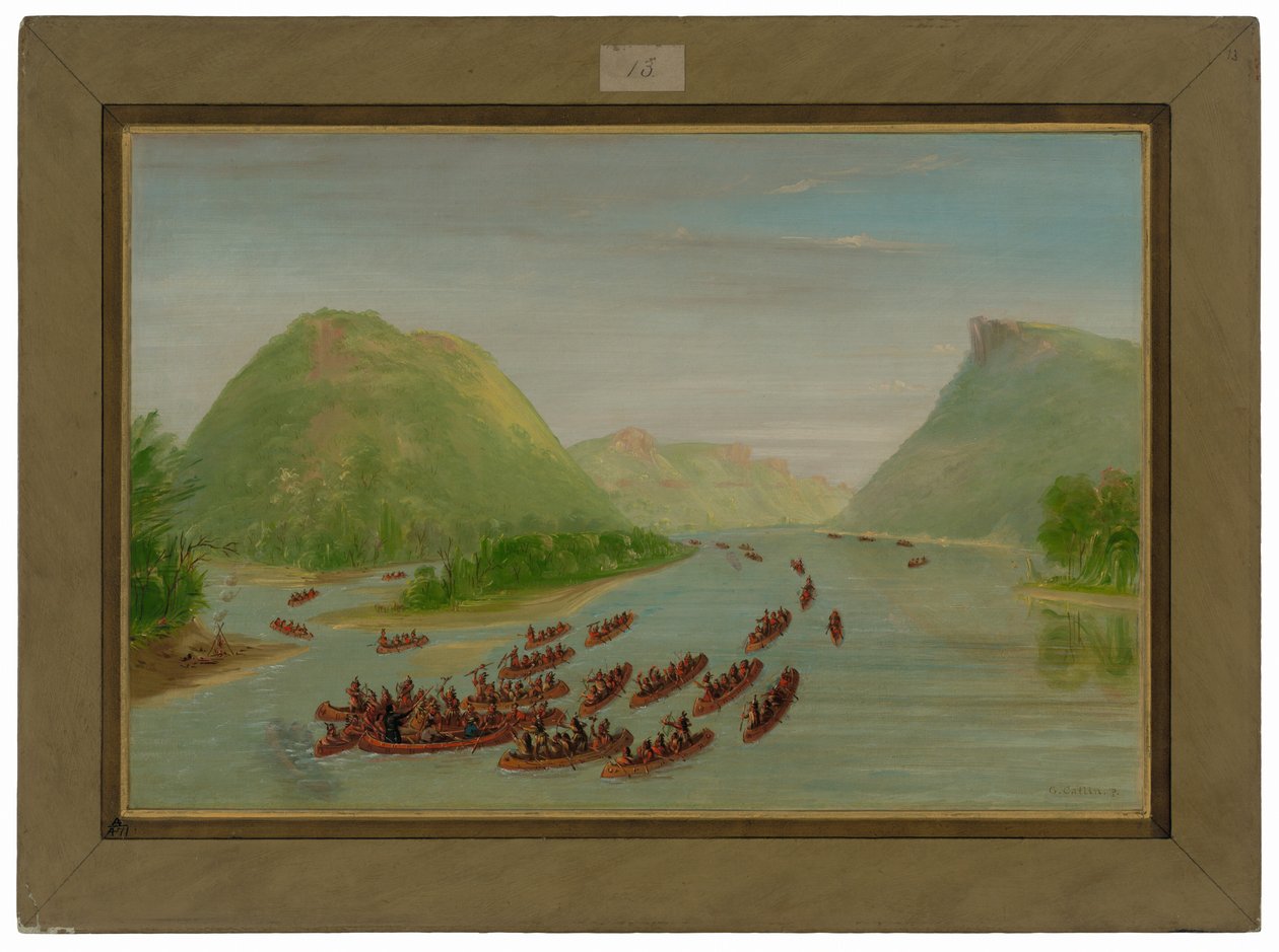 Hennepin atya és két társa a sziúk fogságában. 1680. április alkotó: George Catlin