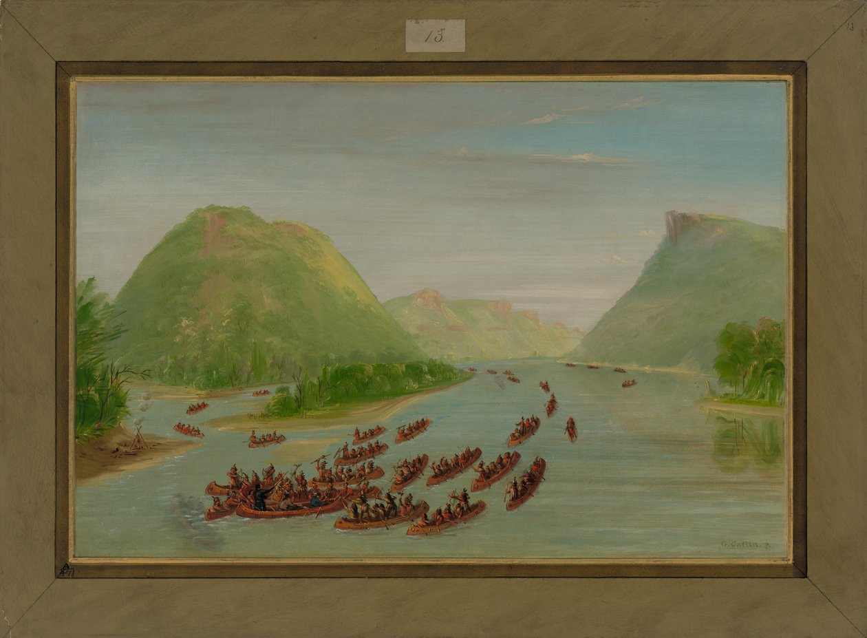 Hennepin atya és két társa a sziúk által foglyul ejtettek, 1680. április, 1847-48 alkotó: George Catlin